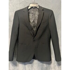 Saint Angelo Black Wool Blazer 6/8 Slim Dot Lined Career Goth Dark Academia